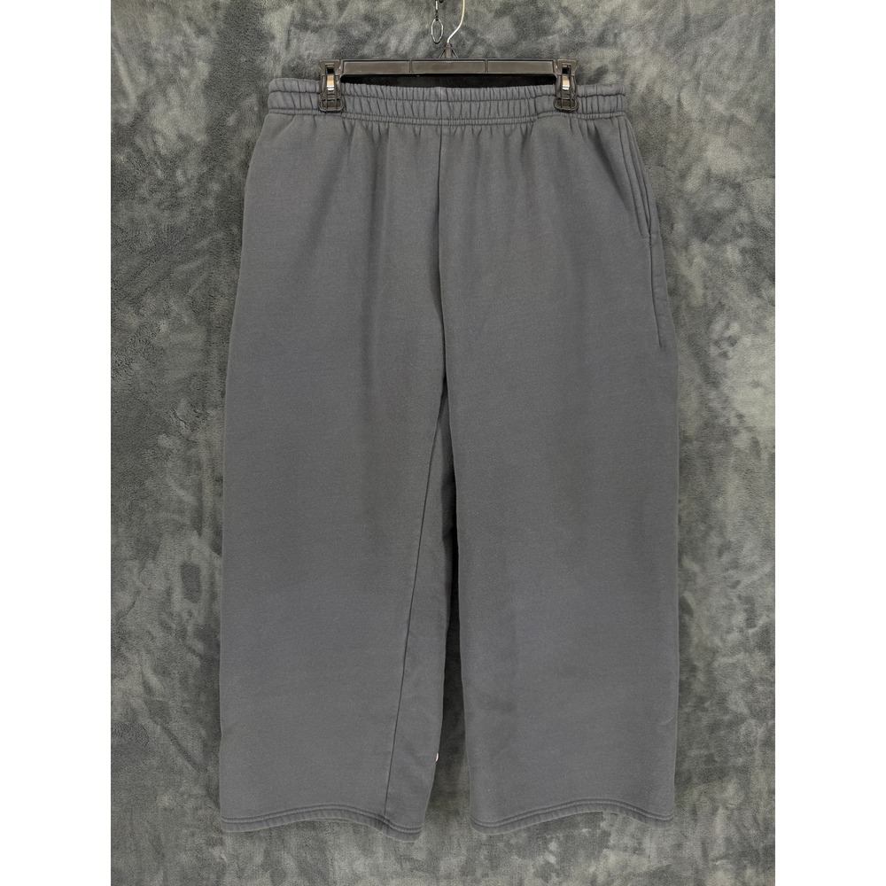Edikted Womens Gray Wide Leg Bow Graphic Fleece Sweatpants XL High Rise Joggers